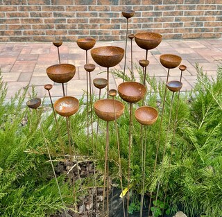 Set Metallico Ruggine 8 Decorazioni Giardino In Metallo Effetto Ruggine - Set Autunnale Con Riccio, Gufo, Funghi E Scoiattolo Per Esterni Ornamenti Metallo Rustico