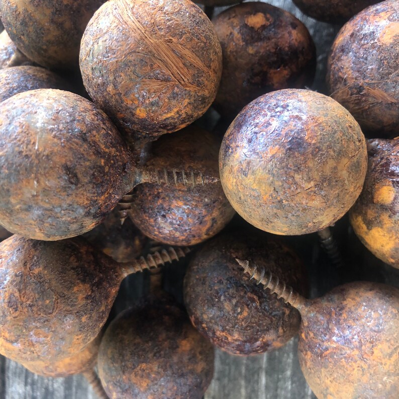 Rusted Metal Balls With Screws Handmade Wall or Fence Rustic Decor 2 to ...