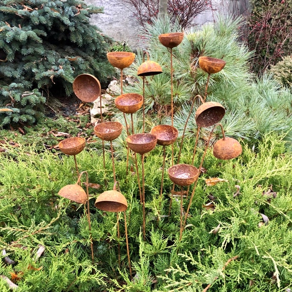 Lot De 4 Piquets Décoratifs De Jardin Rouillés En Forme D