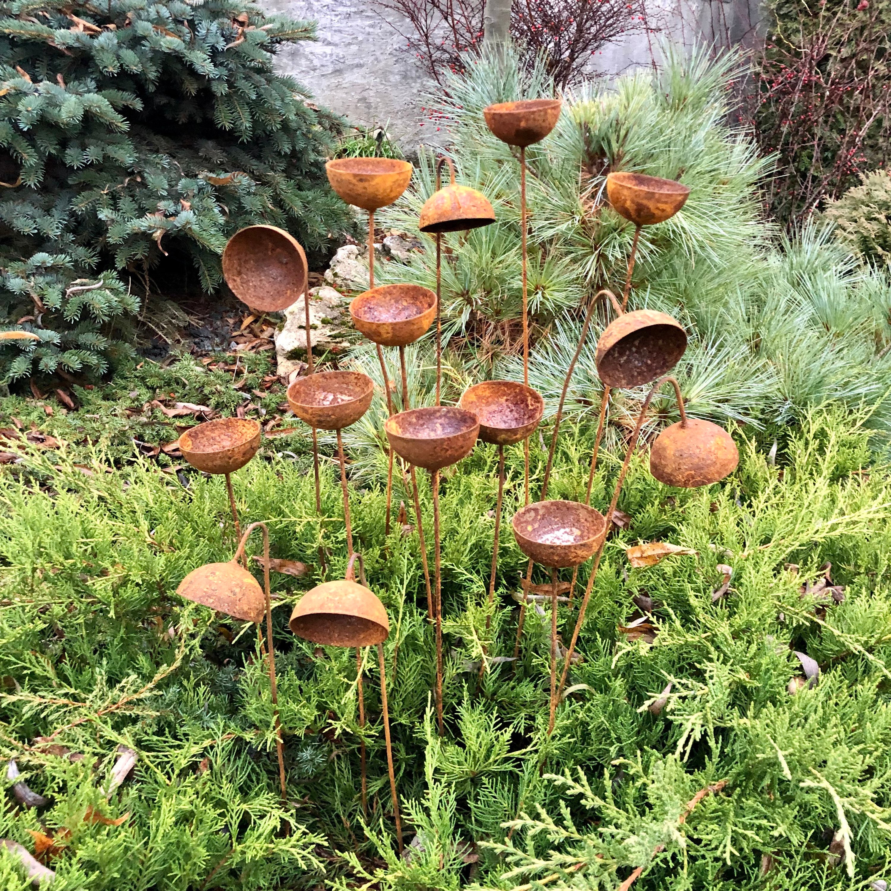 Ensemble de fleurs rouillées de 6, décor de jardin de piquets de jardin,  décor de jardin