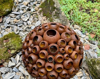 Rusted Metal Anthill Sculpture, Rain Catcher, Bee and Butterfly Feeder