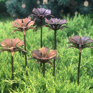 Rusty flowers set of 6, Garden stakes garden decor, Metal garden decor, Metal yard art, Outdoor metal decor, Rusty metal garden sculpture