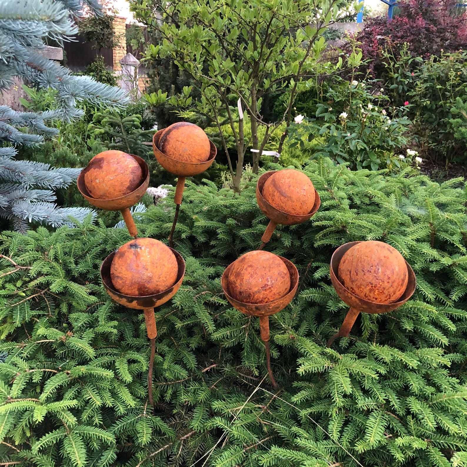 Rostige Blumen 6er Set Gartenstecker Garten deko Metall Etsy