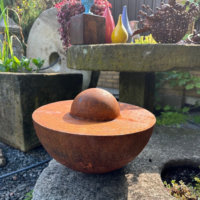 Rusty Metal Half Sphere Sculpture – Modern Garden Art, Lawn Decor - Etsy