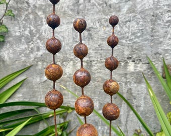 Rusty Flower Buds Set of 3, Garden Stakes, Metal Garden Decor, Yard Art, Outdoor Metal Sculpture, Rustic Garden Decorations