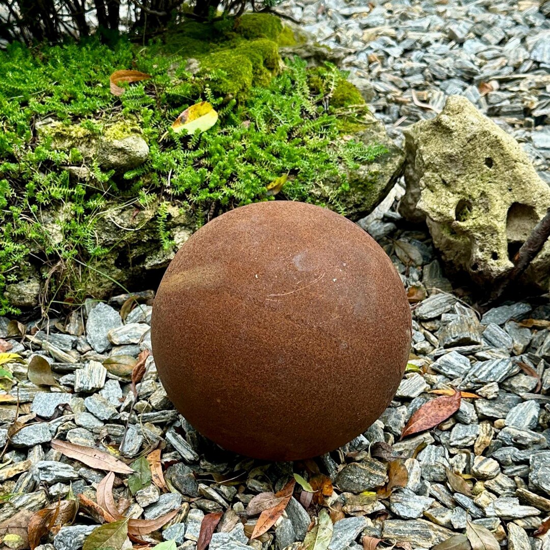 Big 10” Rusty Metal Garden Sphere – Rustic Outdoor Decor, Weathered ...