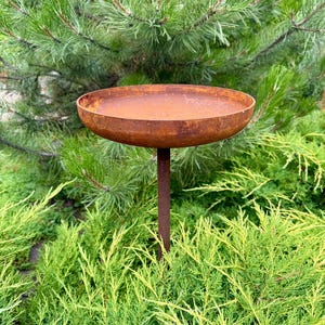 Rustik fågelbadspåke i metall, regnfångare med 30 cm diameter, trädgårdsdekor, fågelmatare