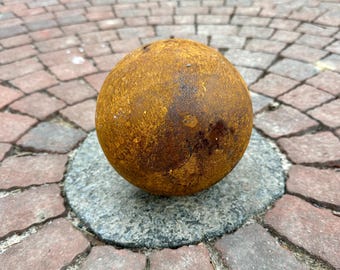 6” Iron ball, Big Rusty Metal ball, Garden decor, Garden art, Rusty metal, Metal sculpture, Metal sphere, Outdoor decor, Rusty orb, Yard art