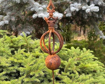 Rusty Finial, Garden Stakes Garden Decor, Metal Garden Decor, Outdoor Metal Garden Decor, Rusty Metal Garden Sculpture, Vintage Yard Art