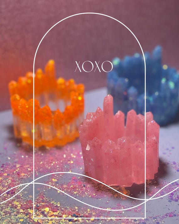 Holographic Crystal Candle Holder Catch all Ring Trinket Decorative Jewelry Tray