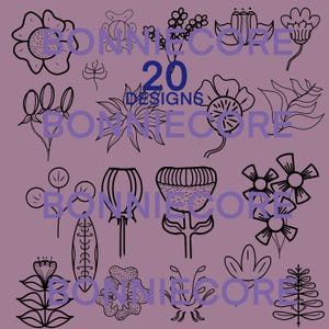 Wunderland Blumen - Cricut und andere Schneidemaschine SVG und PNG Download - schwarz weiß
