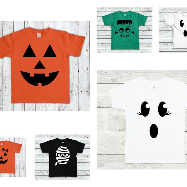 Halloween Face kids Shirt - 5 Color Shirts - Halloween Costume - 6 Month to X- Large Youth Sizes