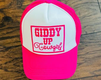 Giddy Up Cowgirl - Embroidery Patch Trucker Hat - Accessories
