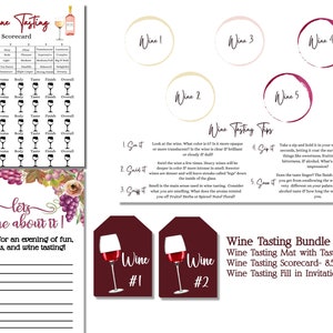 Wine Tasting Party Kit - Instant Download -Wine Tasting Scorecard - Wine Glass Tag- Bachelorette Party - Girls Night -Date Night