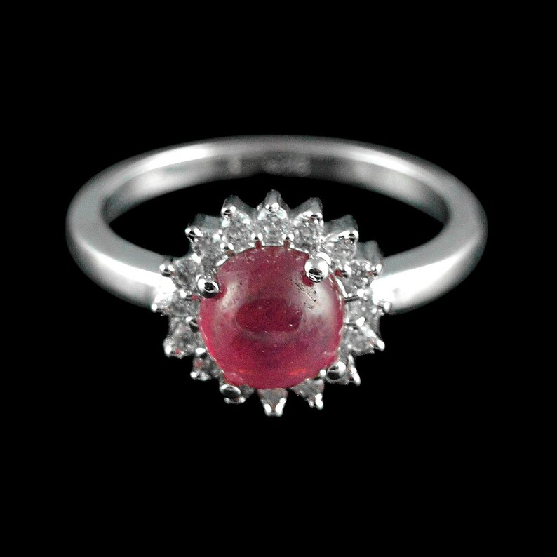925 sterling silver ring Cubic zirconia Ruby zircon ring Red ruby Handmade design Natural ruby, Statement ring Sterling silver ring