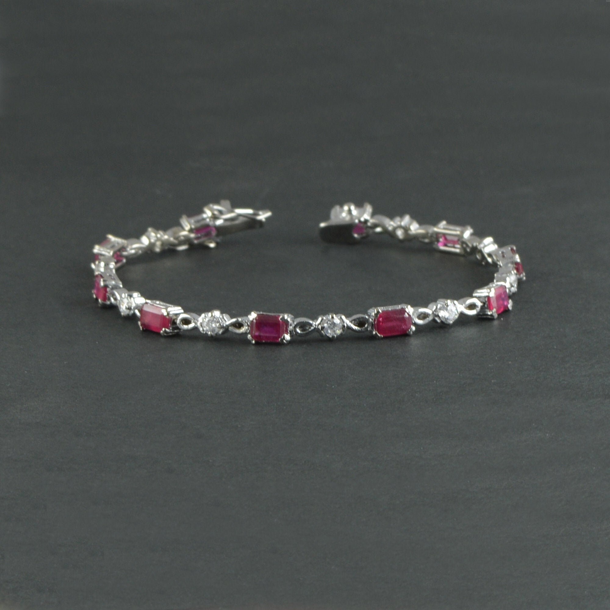 925 Sterling Silver Ruby Bracelet Handmade Bracelet Ruby Etsy