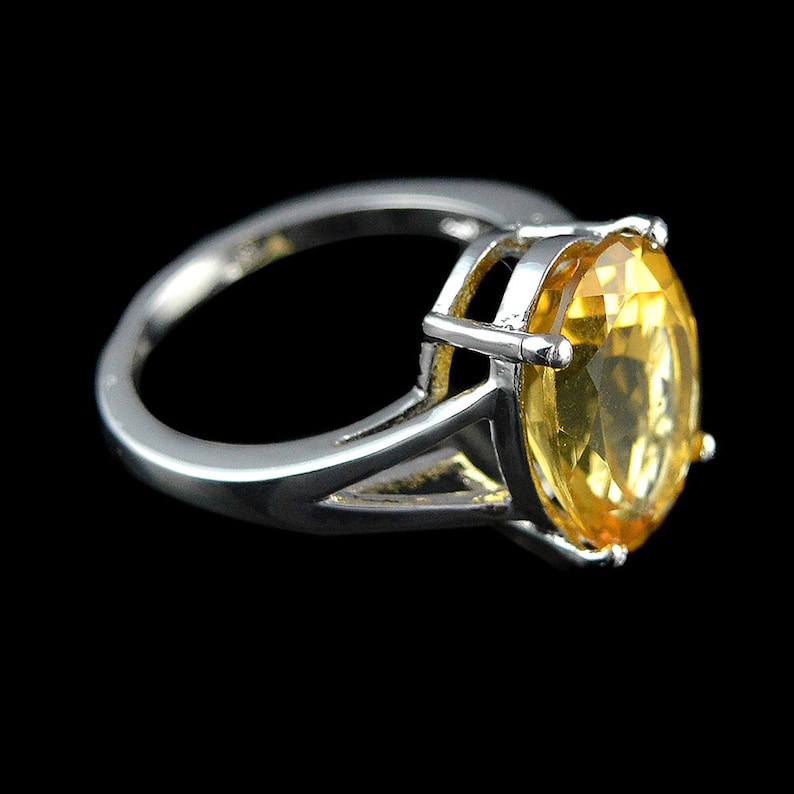 Birthstone Ring Citrine Ring Natural Yellow Citrine Silver Ring Proposal Ring Yellow Ring, Dainty Ring 925 Sterling Silver Ring
