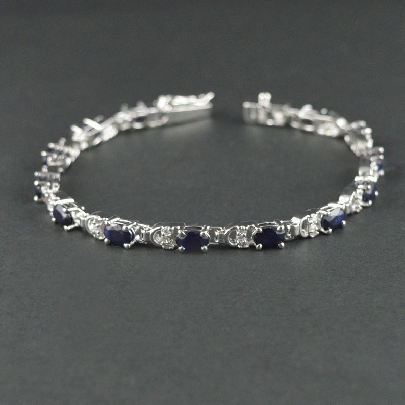 Zircon bracelet Silver bracelet for her Sapphire jewelry Sapphire bracelet Natural sapphire 925 Sterling silver bracelet Stone bracelet