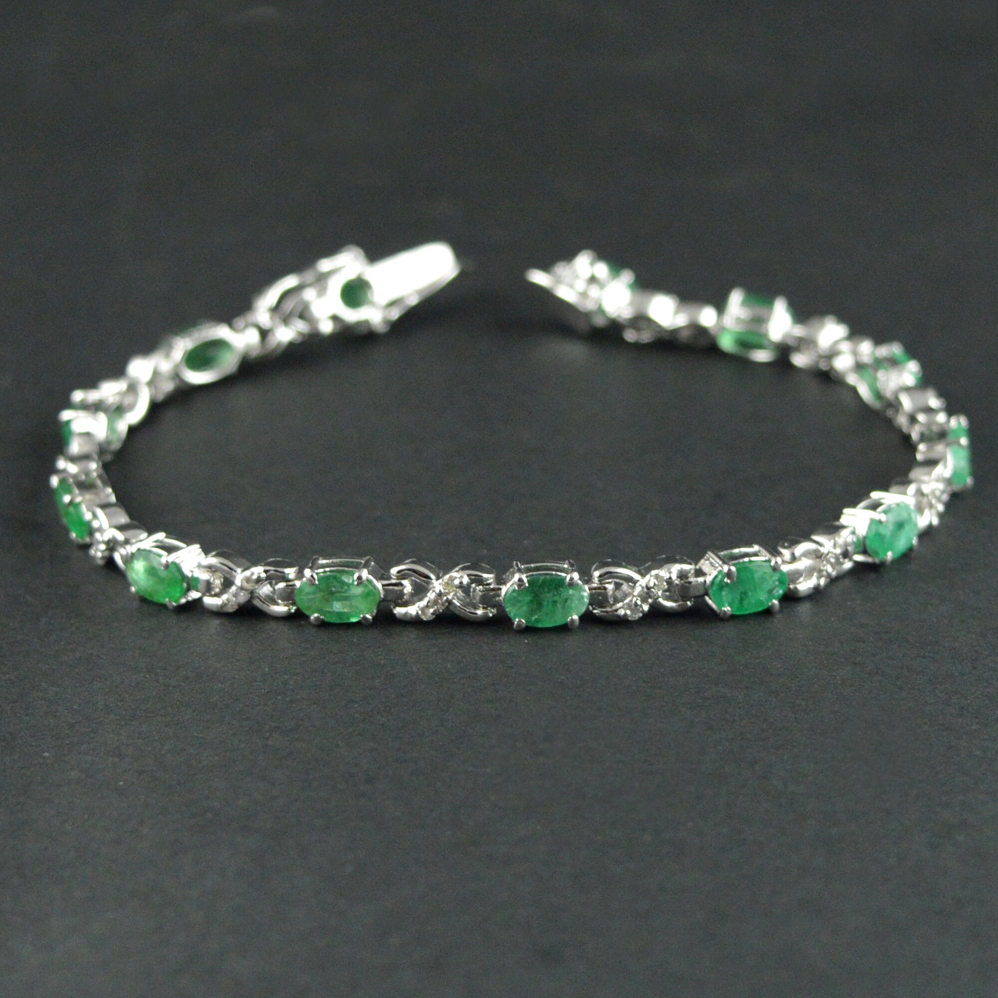 Emerald bracelet Sterling silver emerald and diamond Etsy
