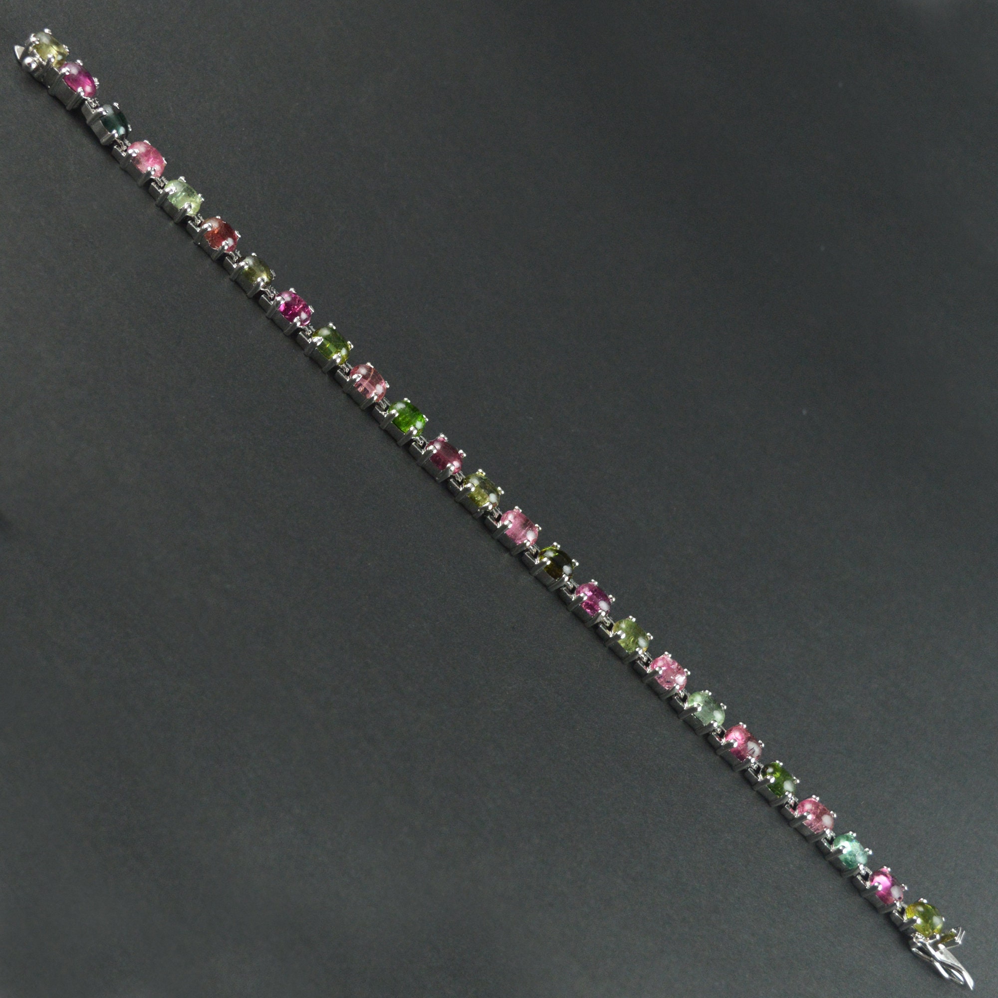 925 Sterling silver tourmaline bracelet Natural tourmaline Etsy