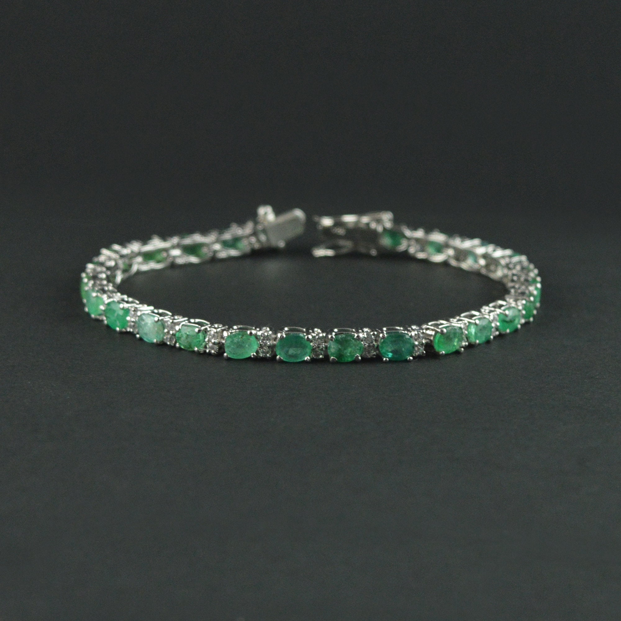 925 Silver emerald Bracelet Emerald bracelet Natural | Etsy