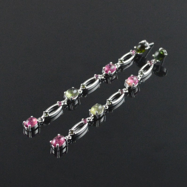 party wear silver 925 earrings handmade \u00d1atural gemstone tourmaline gift for her ethnic