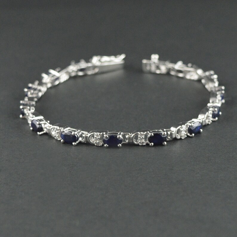 Zircon bracelet Silver bracelet for her Sapphire jewelry Sapphire bracelet Natural sapphire 925 Sterling silver bracelet Stone bracelet
