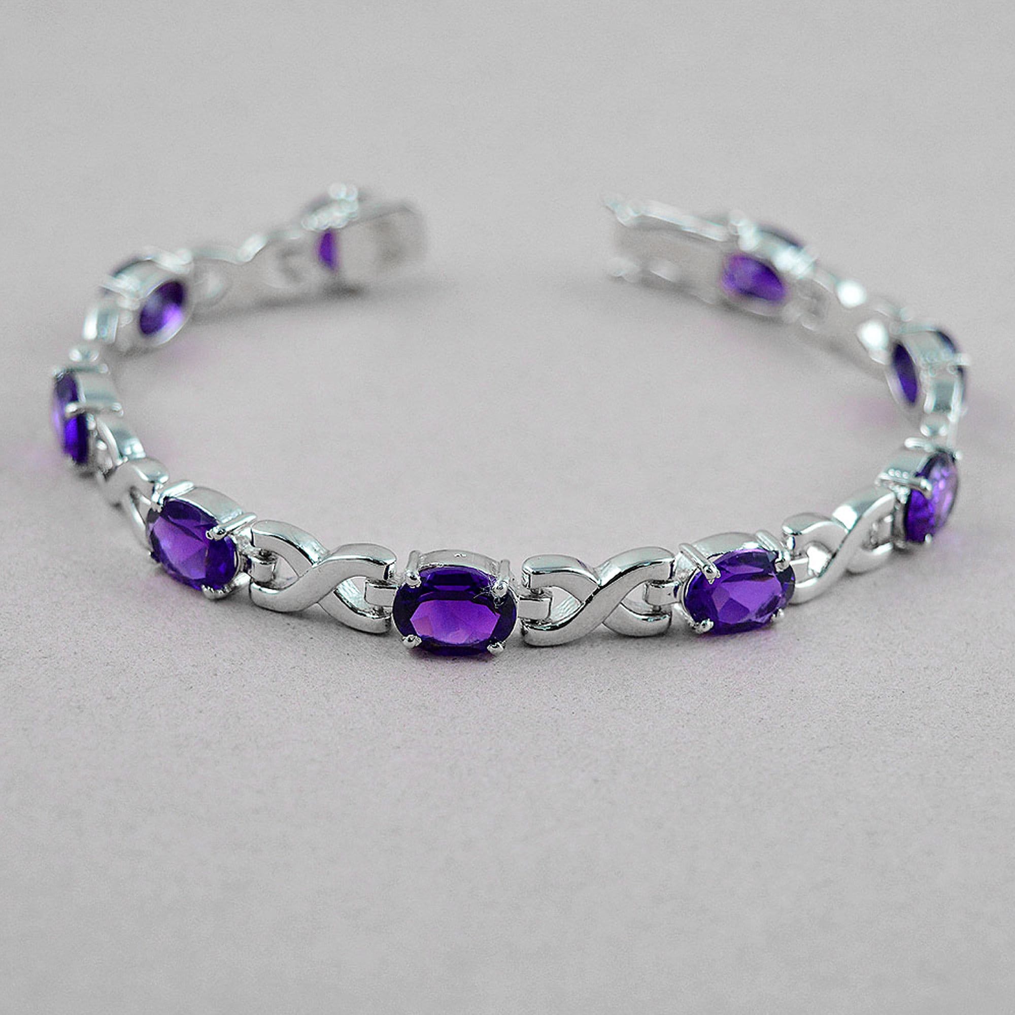 925 Sterling Silver Amethyst bracelet Handmade silver Etsy