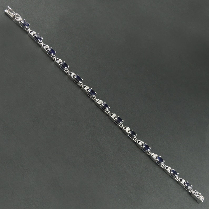 Zircon bracelet Silver bracelet for her Sapphire jewelry Sapphire bracelet Natural sapphire 925 Sterling silver bracelet Stone bracelet