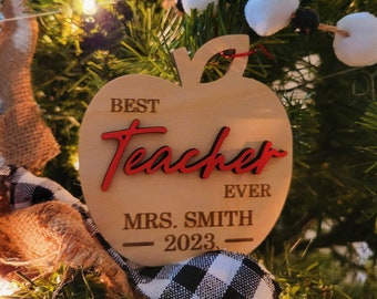 Teacher Ornament SVG Bundle, Best Teacher Layered svg Files, Christmas Cut Files, Teacher Gift SVG, Christmas Laser Files, Laser Ready