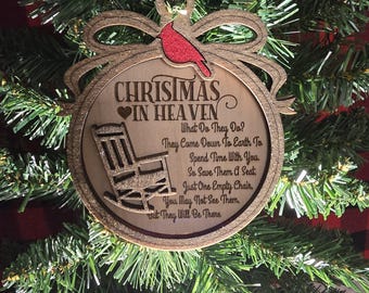 Christmas in Heaven Ornament CNC Laser Files - Digital Download (svg, ai, dxf, lbrn) | Memorial Ornament, Heartfelt Vector Design