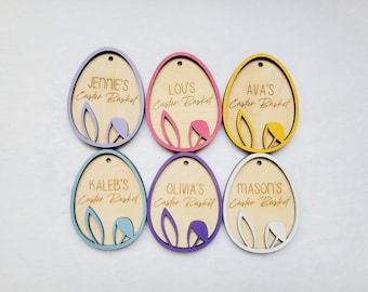 Easter Bunny Basket Tag SVG, Easter Tag Layered svg Files, Easter Laser Cut File, Easter Basket Tag, Easter Decor SVG, Easter Basket SVG