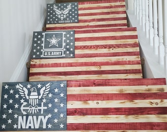 American Flag Vector Files With Military Branches, Glowforge, Laser, SVG, Cricut, CNC Files