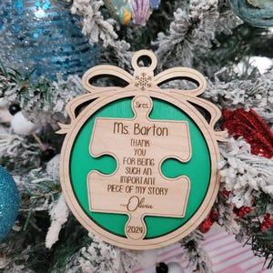 Teacher & Bus Driver Ornament CNC Laser Files - Digital Download (svg, ai, dxf, lbrn) | Customizable Teacher Puzzle and School Bus Ornament