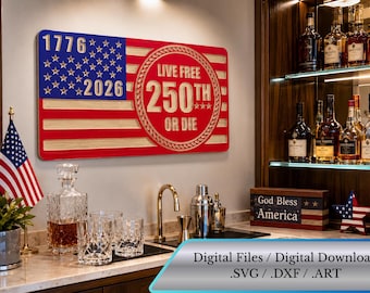 250th Anniversary Flag CNC / Laser Cut File .svg .dxf .art American Flag Digital Download