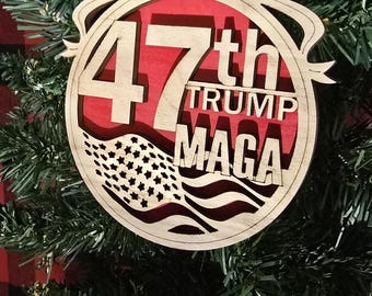 Trump 2024 MAGA 47th President Christmas Ornament Laser Digital File Funny Gift for Him for Her America Holiday Ornament SVG / .svg / Vector