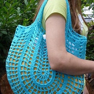 Crochet pattern Nonstop Net mesh market bag, PDF file with written-out and charted instructions and photo tutorial