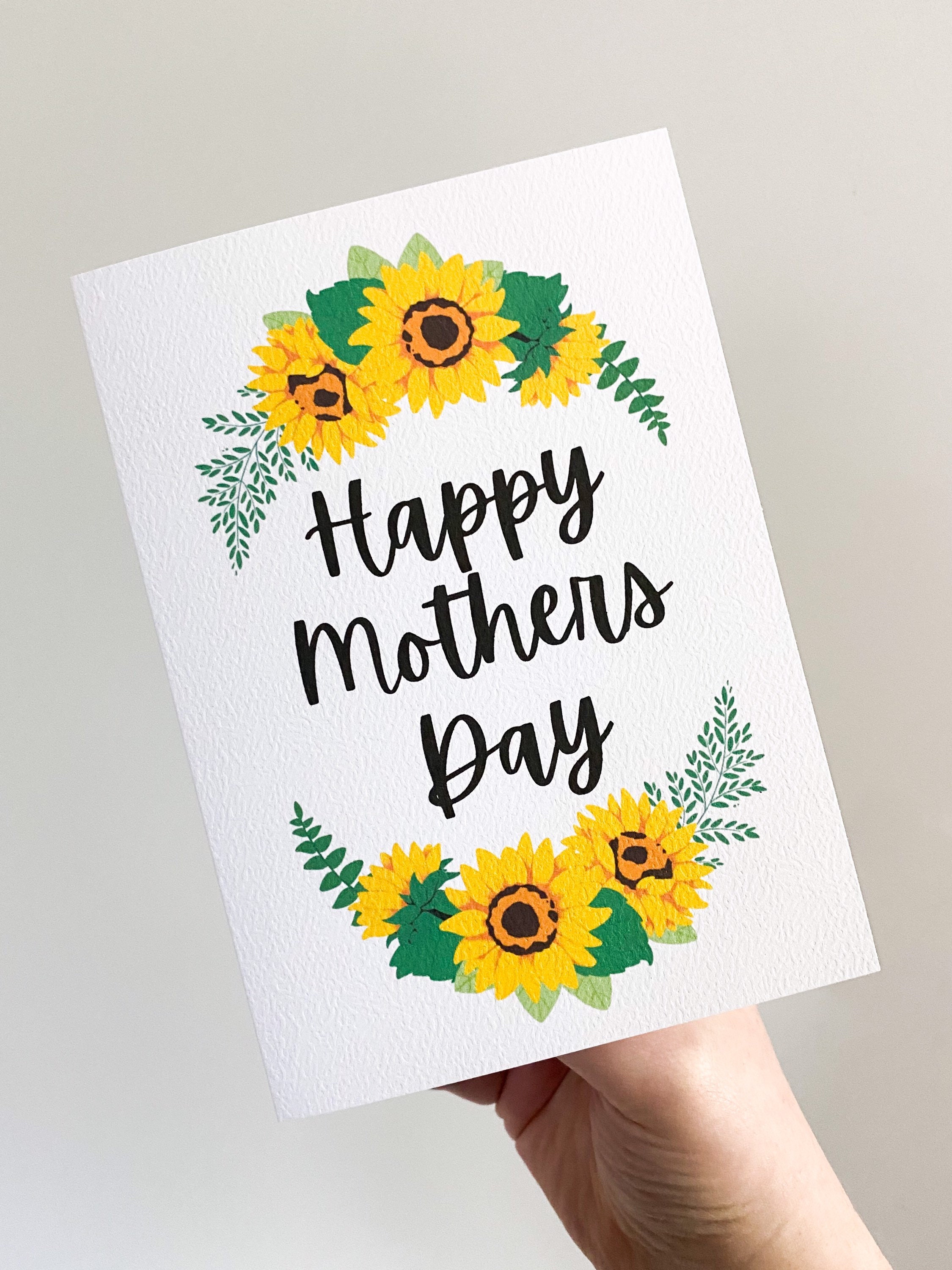 Mothers Day Sunflower Card Happy Mother's Day Sunflower Etsy