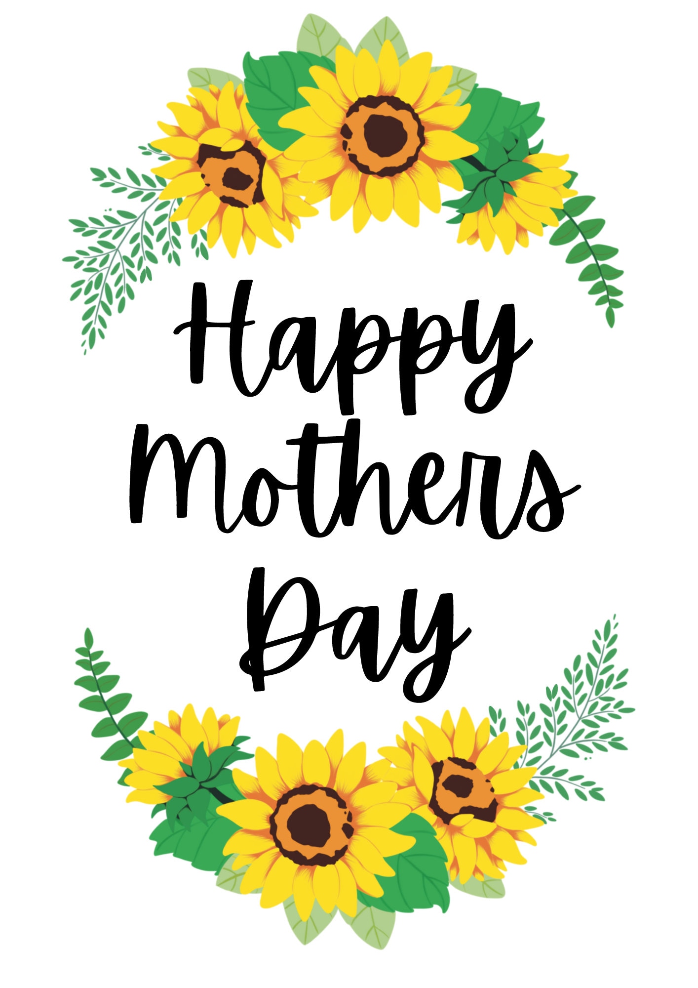 Mothers Day Sunflower Card Happy Mother's Day Sunflower Etsy