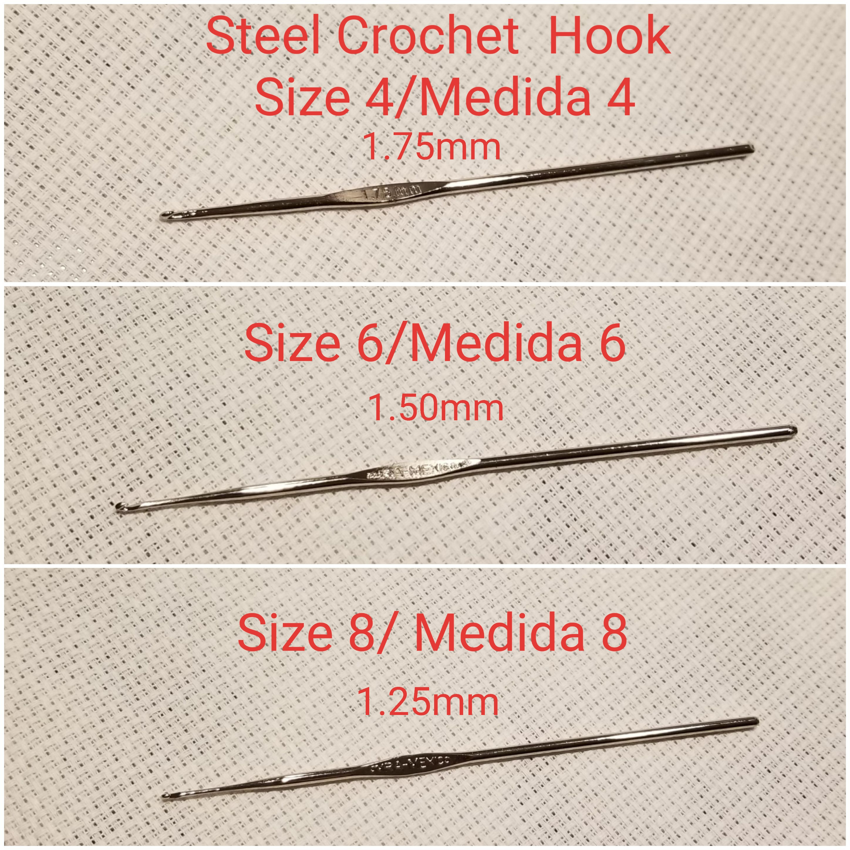  Boye Steel Crochet Hook Set 6 Pack - Sizes 0, 1, 7, 8, 9, 10  (3.25mm, 2.75mm, 1.65mm, 1.5mm, 1.4mm, 1.3mm)