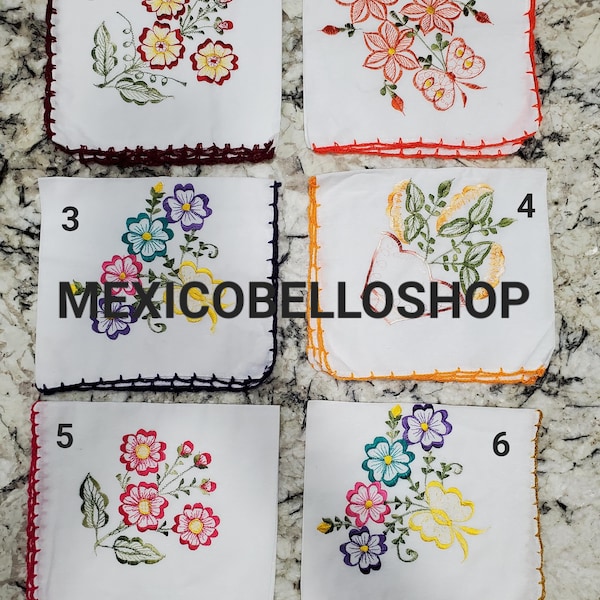 Servilletas | Mexican Tortilla Napkin | Party Favor | Kitchen Decor | Servilletas Bordadas | Flores | MexicoBelloShop