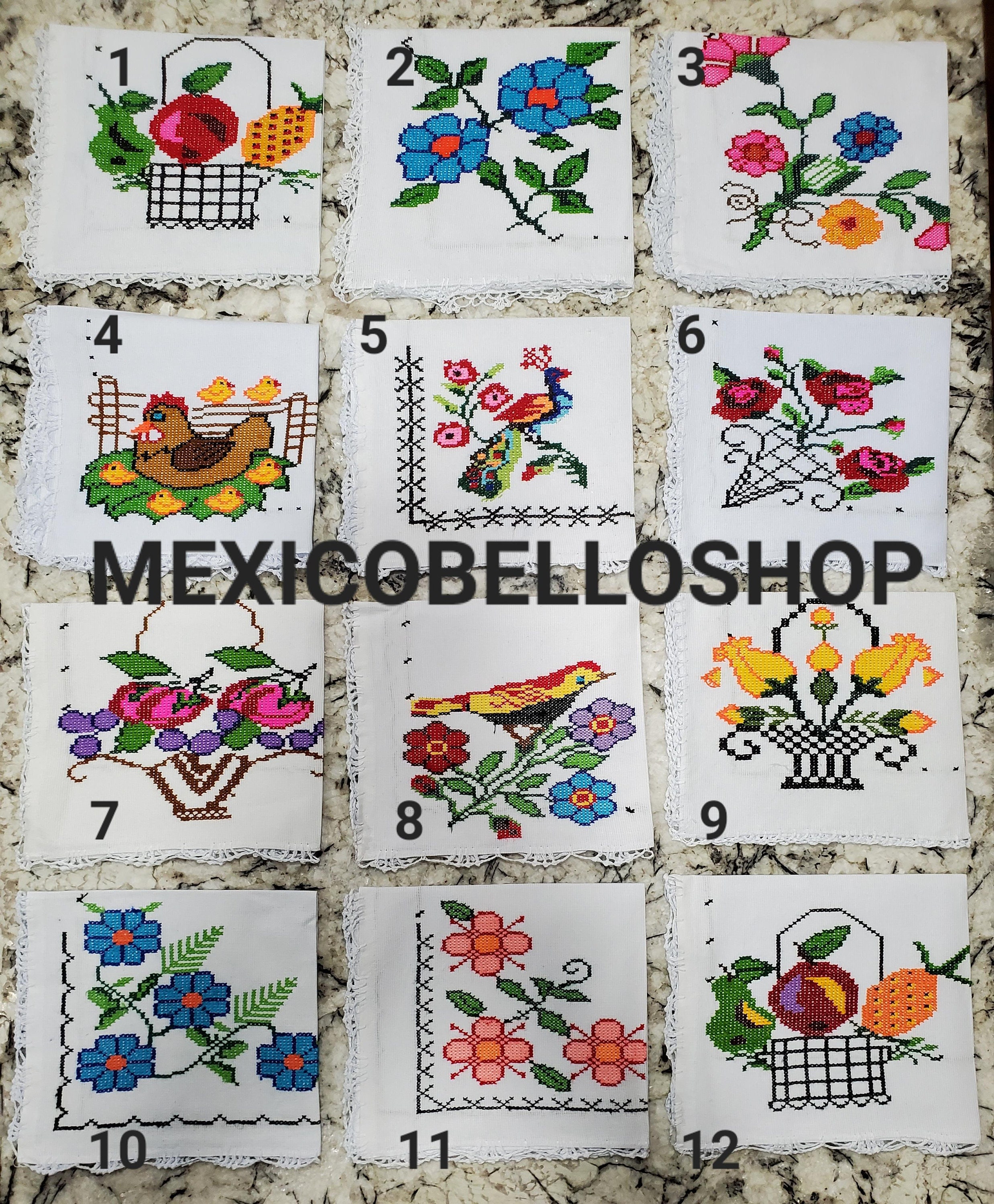 Embroidered Table Cloth, Cervilletas Para Tortilla, Mexican Embroidered  Linen Napkin, Servilletas Bordadas a Mano, Servilleta Cosidas a Mano 