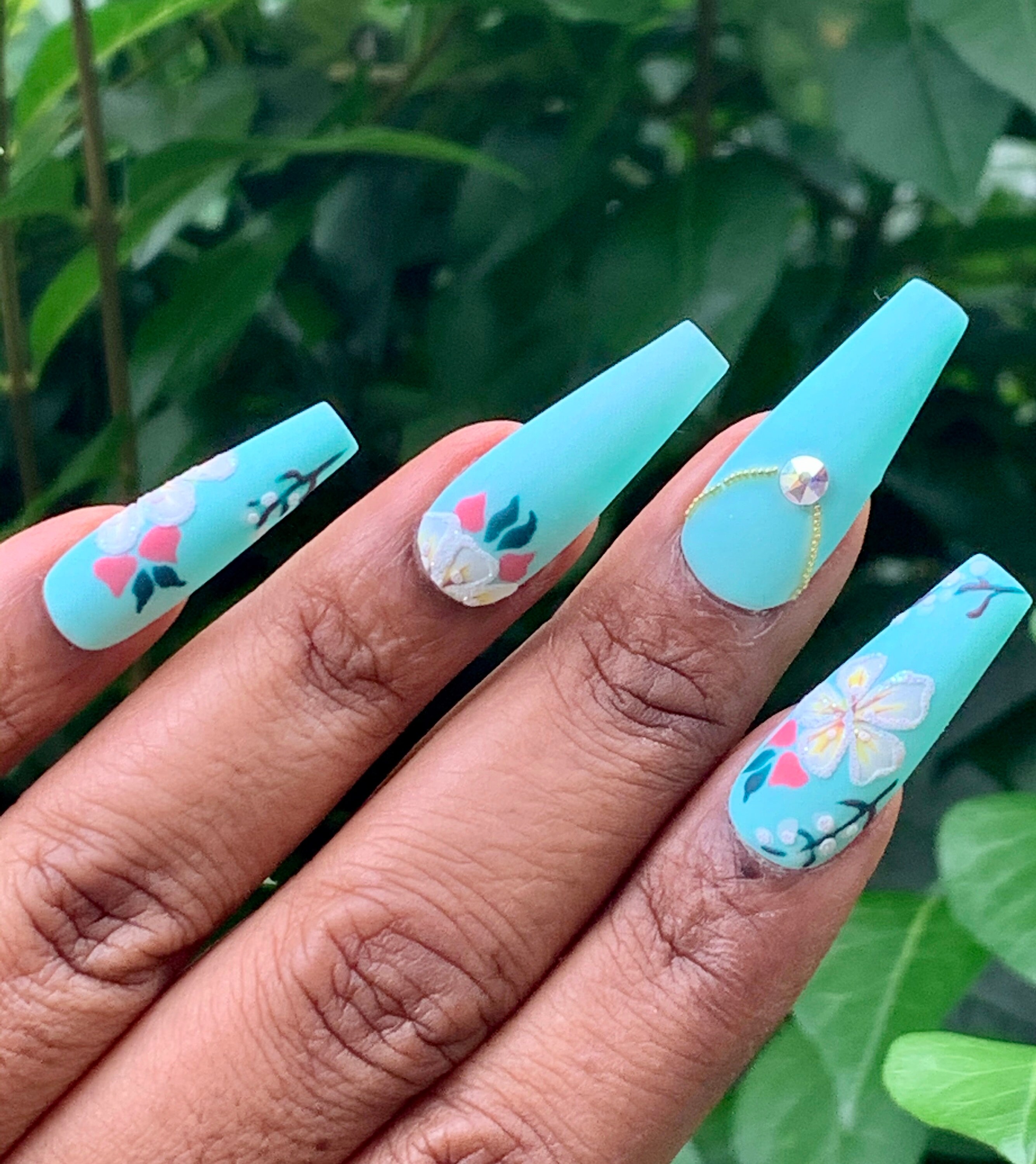 Mint Green Acrylic Nails Fake Nails Coffin Nails Press On Etsy Ireland