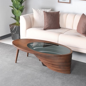 Mesa de centro de nogueira natural para sala de estar, mesa de centro com tampo de vidro, mesa de centro grande de madeira, mesa de centro rústica, luxo, mesa modelo drop