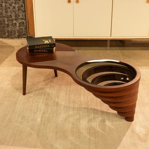 Natural Walnut & Smoked Glass Coffee Table: Modern Living Room Decor