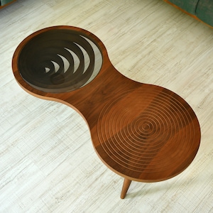 Wood Coffee Table, Natural Walnut Custom Designed Coffee Table, Handmade, Modern Coffee Table, Wood Art, Coffee Table, Rustic Coffee Table image 3