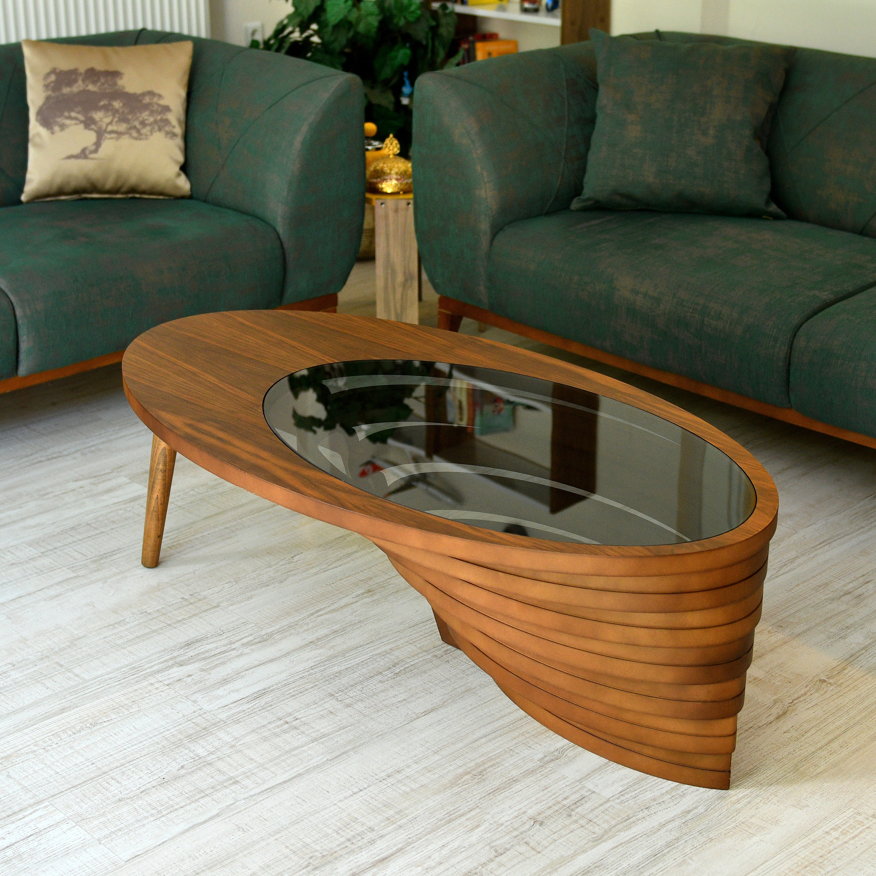 Natural Walnut Coffee Table, Rustic Coffee Table, Wood Coffee