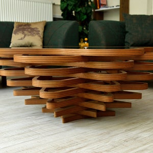 Houten salontafel, natuurlijke walnoot salontafel, op maat ontworpen, moderne salontafel, houtkunst, salontafel, handgemaakt, solide salontafel afbeelding 2