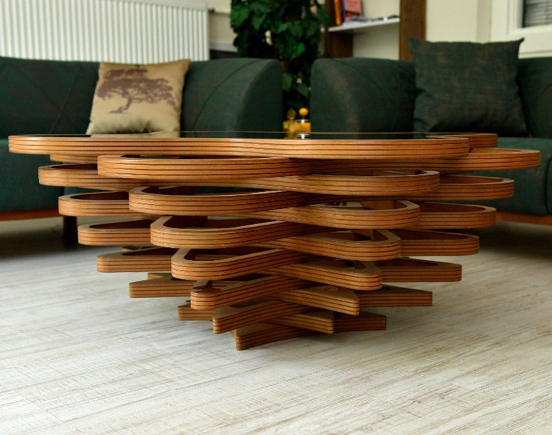 Houten salontafel, natuurlijke walnoot salontafel, op maat ontworpen, moderne salontafel, houtkunst, salontafel, handgemaakt, solide salontafel afbeelding 2