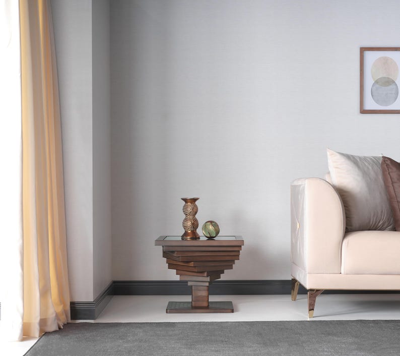 Natural Walnut Coffee Table for Living Room, Wood Large Coffee Table